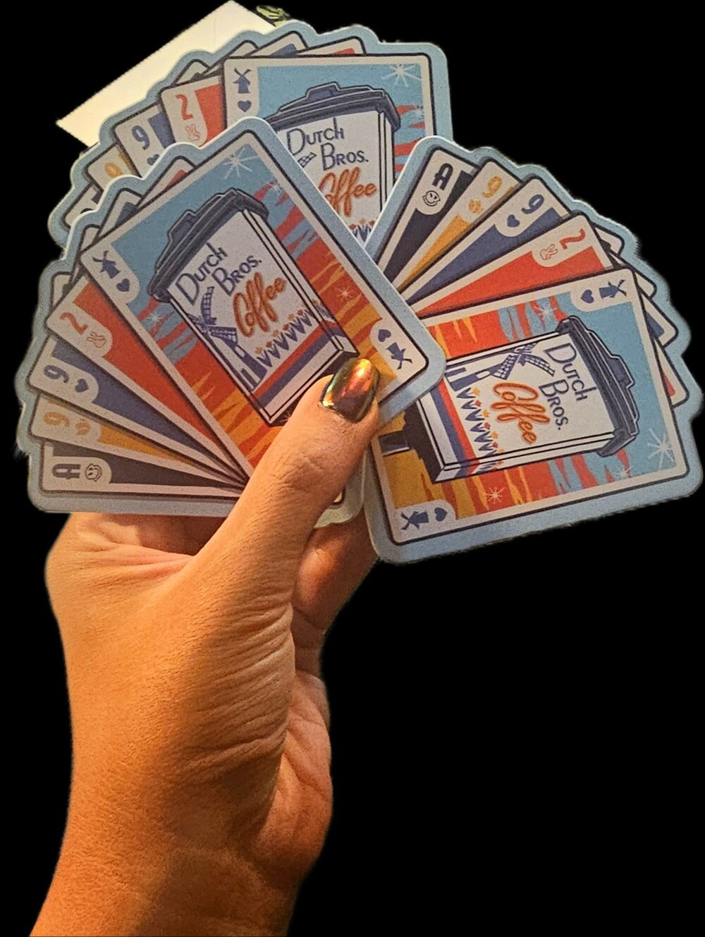 Set Of 3 3Dutch Bros Colorful Playing Cards Stickers ✨️Nwt 💫RARE✨️